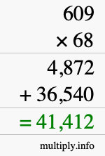 How to calculate 609 times 68 using long multiplication