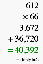 How to calculate 612 times 66 using long multiplication