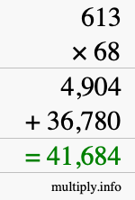 How to calculate 613 times 68 using long multiplication