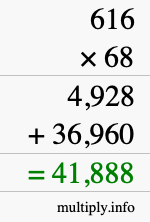 How to calculate 616 times 68 using long multiplication