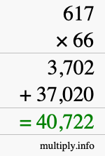 How to calculate 617 times 66 using long multiplication