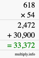 How to calculate 618 times 54 using long multiplication