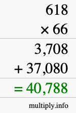 How to calculate 618 times 66 using long multiplication