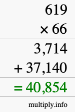 How to calculate 619 times 66 using long multiplication