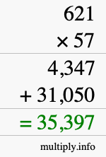 How to calculate 621 times 57 using long multiplication How to calculate 621 times 57 using long multiplication
