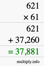 How to calculate 621 times 61 using long multiplication How to calculate 621 times 61 using long multiplication