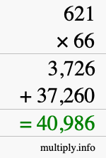 How to calculate 621 times 66 using long multiplication