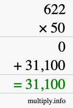 How to calculate 622 times 50 using long multiplication How to calculate 622 times 50 using long multiplication