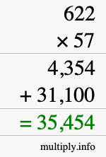 How to calculate 622 times 57 using long multiplication How to calculate 622 times 57 using long multiplication