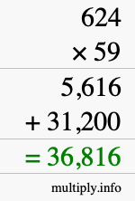 How to calculate 624 times 59 using long multiplication