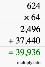 How to calculate 624 times 64 using long multiplication