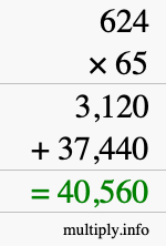 How to calculate 624 times 65 using long multiplication How to calculate 624 times 65 using long multiplication