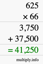 How to calculate 625 times 66 using long multiplication How to calculate 625 times 66 using long multiplication
