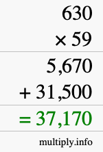 How to calculate 630 times 59 using long multiplication