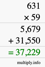 How to calculate 631 times 59 using long multiplication