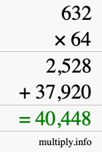 How to calculate 632 times 64 using long multiplication