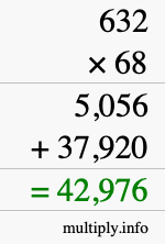 How to calculate 632 times 68 using long multiplication