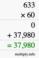 How to calculate 633 times 60 using long multiplication