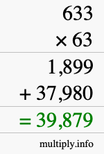 How to calculate 633 times 63 using long multiplication