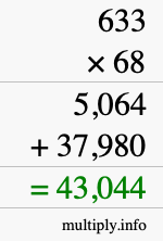 How to calculate 633 times 68 using long multiplication