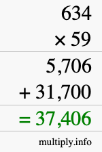 How to calculate 634 times 59 using long multiplication