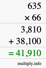 How to calculate 635 times 66 using long multiplication