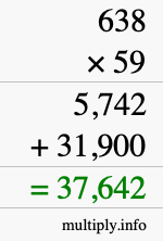 How to calculate 638 times 59 using long multiplication