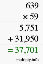 How to calculate 639 times 59 using long multiplication