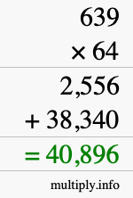 How to calculate 639 times 64 using long multiplication