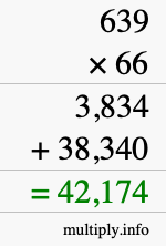 How to calculate 639 times 66 using long multiplication