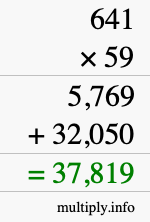 How to calculate 641 times 59 using long multiplication