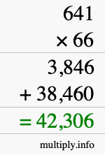 How to calculate 641 times 66 using long multiplication