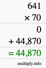 How to calculate 641 times 70 using long multiplication
