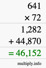 How to calculate 641 times 72 using long multiplication