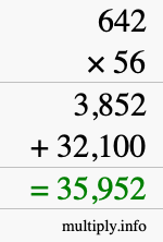 How to calculate 642 times 56 using long multiplication