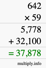 How to calculate 642 times 59 using long multiplication