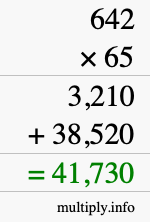 How to calculate 642 times 65 using long multiplication