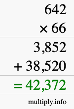 How to calculate 642 times 66 using long multiplication