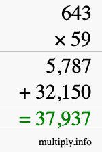 How to calculate 643 times 59 using long multiplication