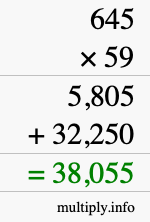 How to calculate 645 times 59 using long multiplication