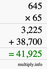 How to calculate 645 times 65 using long multiplication