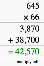 How to calculate 645 times 66 using long multiplication