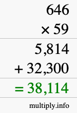 How to calculate 646 times 59 using long multiplication