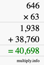 How to calculate 646 times 63 using long multiplication