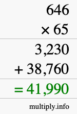 How to calculate 646 times 65 using long multiplication
