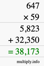 How to calculate 647 times 59 using long multiplication