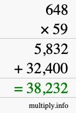 How to calculate 648 times 59 using long multiplication
