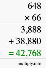 How to calculate 648 times 66 using long multiplication