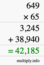 How to calculate 649 times 65 using long multiplication