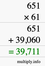 How to calculate 651 times 61 using long multiplication How to calculate 651 times 61 using long multiplication